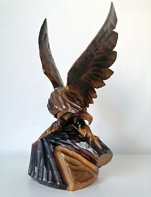 Vintage Vulture Eagle Hawk Wood Sculpture Romanian Wooden Statue Handmade Carved • $71.75