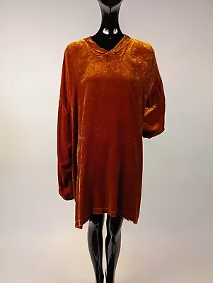 Vintage Designer Jean Paul Gaultier Burnt Orange Crushed Velvet Top / Shirt • $125