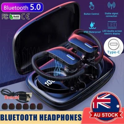 $26.85 • Buy Wireless Bluetooth Earphones Headphones Sport Gym Earbuds With Mic Sweatproof AU