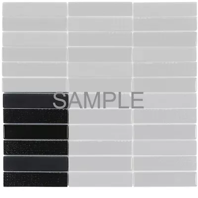 Black Crystal Glass Mosaic Tile Textured Matte Blend Stacked Pattern Backsplash • $2.99