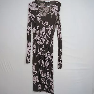 Saba Womens Maxi Dress 8(AU) Or XS Black Floral V-Neck Tie Front Long Sleeve • $29.99