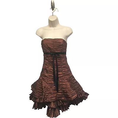 Jessica McClintock Killer Vintage Copper Metallic ChaCha Tiered Ruffle Dress 4 • $9.95