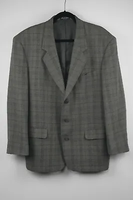 Men Alfani Blazer Suit Coat Jacket Size R44 98% Wool Olive Green Plaid Chest 47  • $26.99