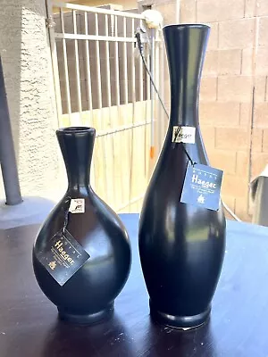 Rare Vintage Mid Century Modern Matte Black Royal Haeger Pottery Round Vases Set • $129.99