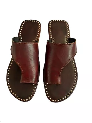 Womens Slippers Brown Leather Sandals Handmade Indian Ethnic Shoes Slides Flats • $28.99