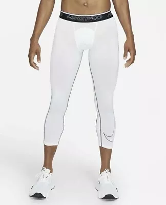 Nike Pro Dri-FIT Men's 3/4 Compression Tights White DD1919-100 2XL • $24.90