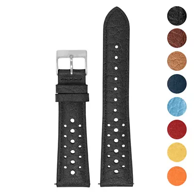 DASSARI Vintage 70's Perforated Leather Rally Watch Band Quick Release Strap • $29.99