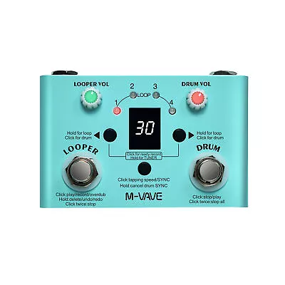 M-VAVE LOST TEMPO Effect Pedal Drum & Looper Effector  2-in-1 Looper & U6P5 • £41.09