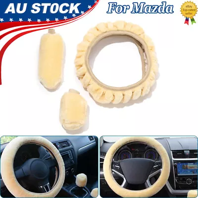 2023 Faux Sheepskin Car Steering Wheel Cover Interior Accessories 3pcs For Mazda • $9.65