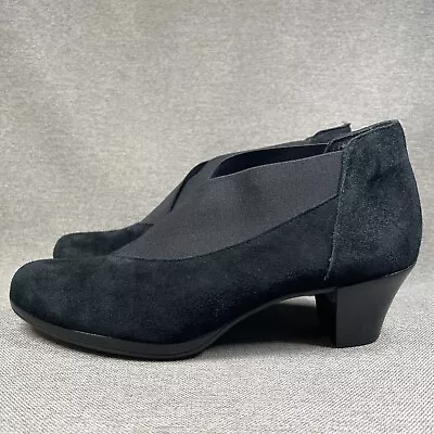 MUNRO American Booties Shoes Womens Size 8.5 M Black Suede Pull On Comfort USA • $42.50