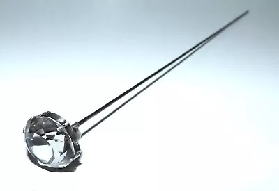 £65 • Buy Victorian Rock Crystal Long Hatpin Silver Mount Steel Pin Facet Cut Glowing Rock