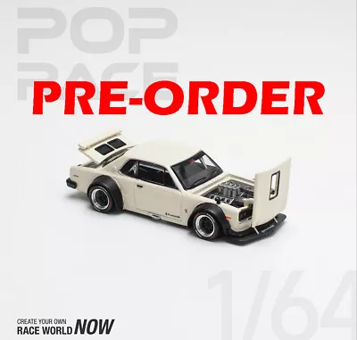 (Pre-Order) POPRACE 1/64 SKYLINE GT-R V8 DRIFT WHITE Diecast Model Car • $17.48