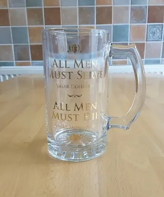 Game Of Thrones  All Men Must Die  Glass Beer Tankard Stein Used • £8.99