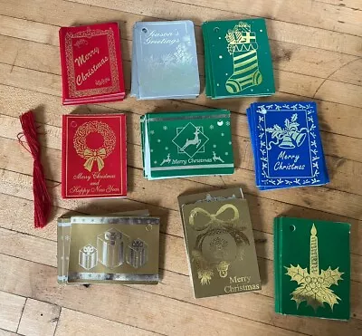 Lot 63 Vintage Christmas Gift Tags 1990s Folding 2.25x3  Blank Inside W/string • $8.50