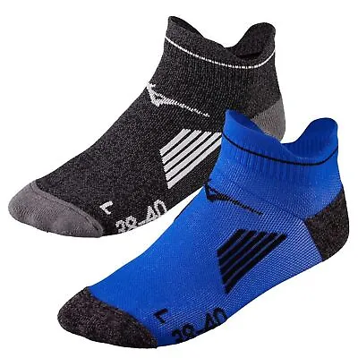 Mizuno Unisex Act Traiming Mid Cut Socks 2 Pack - Black / Blue // RRP £12.99 • $8.83