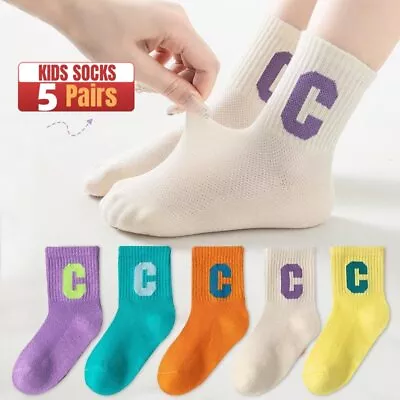 £4.59 • Buy 5 Pack Summer Kids Trainer Socks Breathable Boys Girls Newborn Toddlers Baby UK