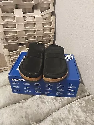 Birkenstock Naples Suede Leather - Black Mens Clog Size 9  UK Brand New Reg Fit  • £48