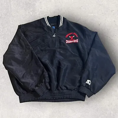 Vintage Chicago Bulls Starter Jacket Mens XXL Black ‘96 NBA Champions Pullover • $212.50