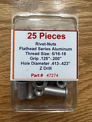 MARSON 5/16-18 Aluminum KLIK Rivet Nuts Flathead MRN Series PN 47274   QTY 25 • $15.95