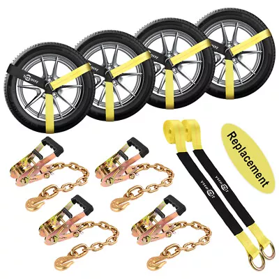 4 Pack Tie Down System Chain Ends For Car Hauler Carrier Tow Truck Tire Straps • $84.40