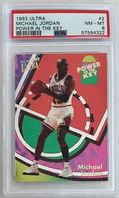 1993 Ultra Power In The Key Michael Jordan Chicago Bulls #2 PSA 8 NM-MT(B193) • $399.99
