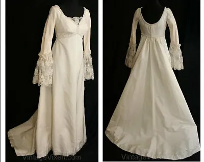 Size 8 Medieval Wedding Dress - Lady Of Camelot Style 1960s Ivory Renaissance Br • $1250.99
