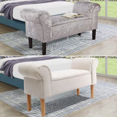 £87.95 • Buy Linen Velvet Chaise Longue Chair Bed End Stool Bedside Bench Bedroom Window Seat