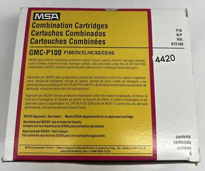 MSA Organic Vapor GMC-P100 Respirator Cartridge (6-filter Pack) • $34.99