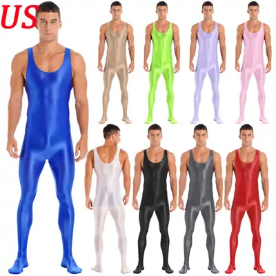 US Men Spandex Ballet Sleeveless Full Body Tight Jumpsuit Unitard Dance Costumes • $13.29