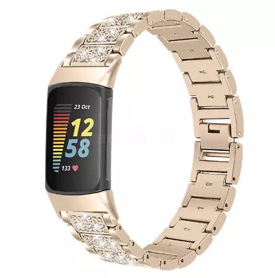 For Fitbit Charge5 Sparkle Stainless Steel Band Bracelet Replacement Watch Strap • $24.35