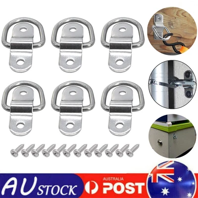 $26.99 • Buy 6PCS Stainless Folding D Ring Tie Down Lashing Point Anchor Fixing Cleat Plate