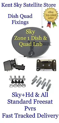 Zone 1 Mk4 Satellite Dish & 4 Way Quad Lnb For Sky+Hd & Tv & Fixings🇬🇧 • £39.99