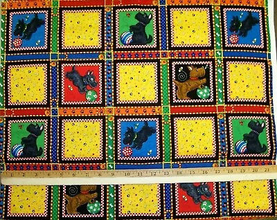 Bright Mary Engelbreit Scottie Dog Henry 20 Squares Cotton Fabric Fat Quarter • $9.99