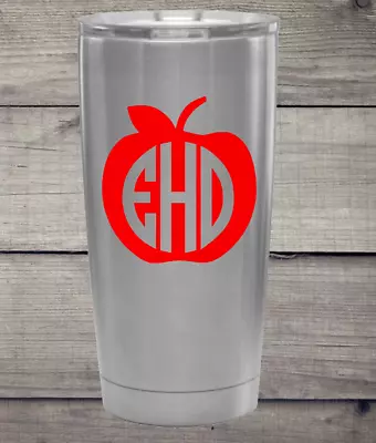 Apple With NAME Or MONOGRAM Vinyl Decal - Auto-cell Phone - Laptop - Yeti • $2.50