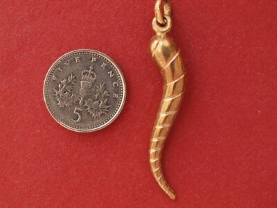 £50 • Buy 9ct Yellow Gold Hollow Horn Of Plenty Pendant 1.30 Gram 44mm Long