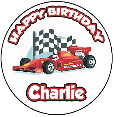 Personalised Formula 1 F1 Birthday 8  / 20cm Icing Round Cake Topper Decoration • £6.95