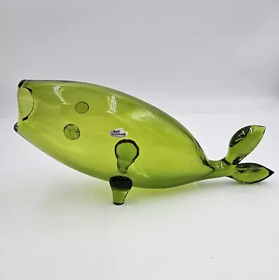 Blenko Glass Fish Bottle Mid Century With Partial Sticker • $250