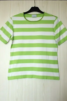 Marimekko Mika Piirainen Striped Short Sleeve Shirt Green White Size M • $19.99