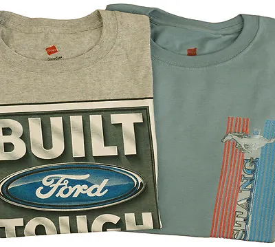 2 Pack Ford Mustang T-shirt Built Ford Tough Shirt Gray Blue Mens Tee Shirt • $22.95