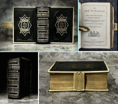 Antique 1870 Old Bible & Prayer Book Embossed Leather Clasps Eyre Spottiswoode • £29.95