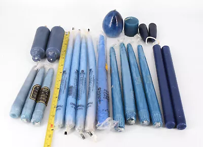 Lot Of 20 Wax Candles Navy Colonial Blue Tapers Votives Unused Unscented 12 -3  • $20