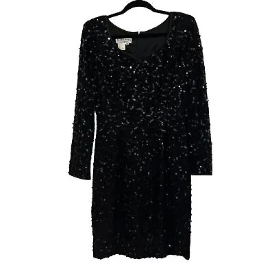 MORTON MYLES Vintage Black Sequin Long Sleeve Dress 12 • $69