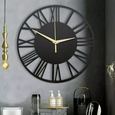 Modern 30CM Large Roman Numerals Skeleton Wall Clock  Open Face Round Home Offic • £13.13