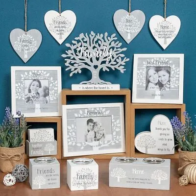 Tree Of Life Grey Standing Heart Message Plaque - Mum Nan Friends Family Home • £8.99