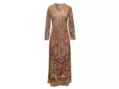 Vintage Beige & Multicolor Lanvin Tree Print Maxi Dress Size US S • $225