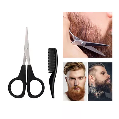 2Pcs Beard Mustache Scissors Comb Nose Hair Trimming Travel Grooming KFM • $2.02