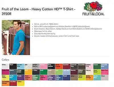 Fruit Of The Loom 3930 T-SHIRTS BLANK BULK LOT Colors Or White S-XL Wholesale • $23.32
