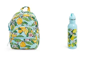Vera Bradley Compact Backpack &  Water Bottle Gift Set In Lemon Grove NEW V152 • $100.80