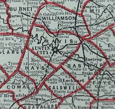Vintage 1892 TEXAS Map 22 X13  ~ Old Antique Original AUSTIN CITY GALVESTON TX • $31.64