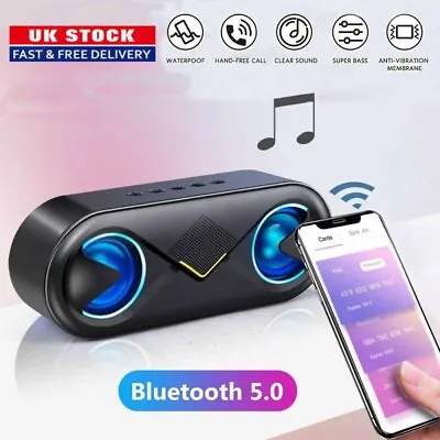 Bluetooth Speaker LED Light Wireless Portable Boom Sound Speaker Bluetooth 5.0 • £16.68